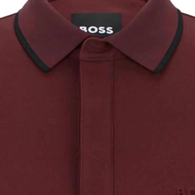 HUGO BOSS Performance Series Polo Shirts Men Dark Red-3