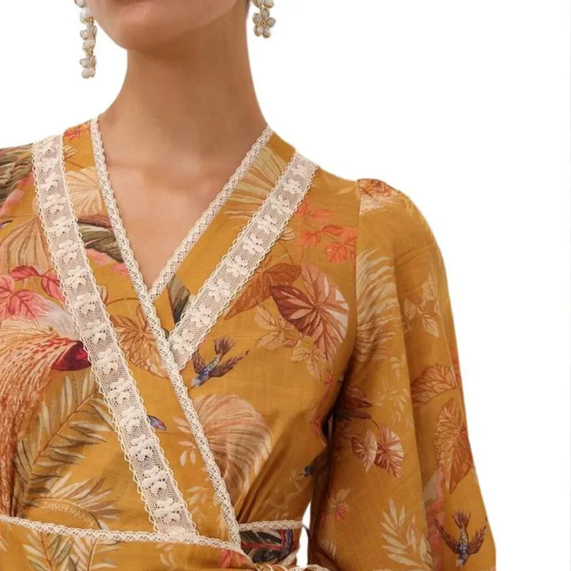 Zimmermann SS25 Long Sleeved Dress Women's Yellow-6