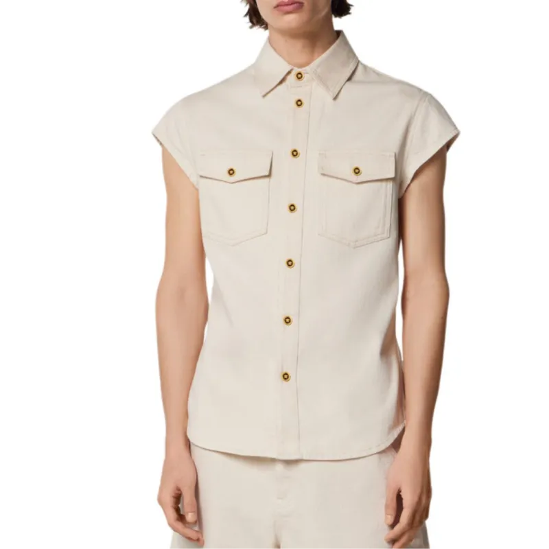 VERSACE Sleeveless Denim Shirt-2