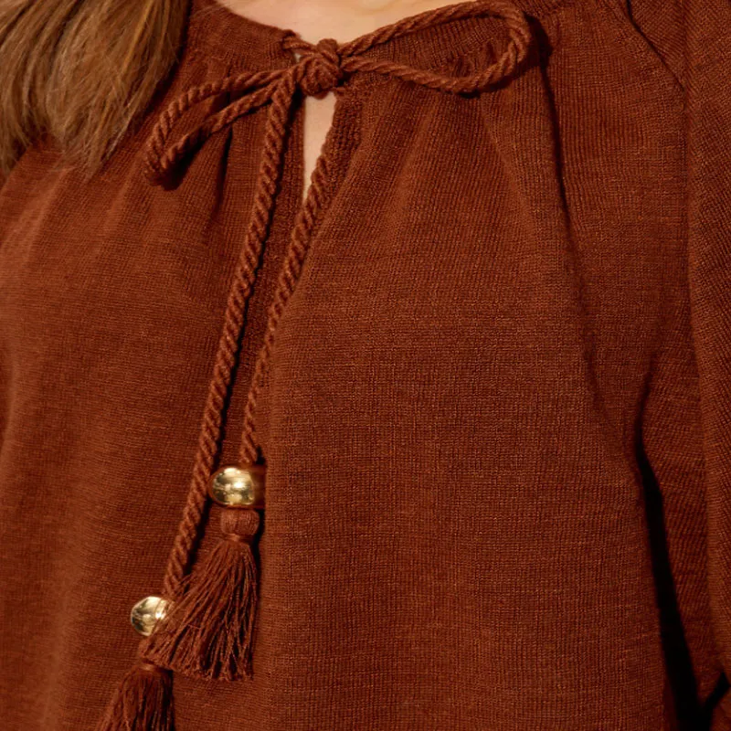 MaxMara Quirite Drawstring Tassel Knitted Blouse-4