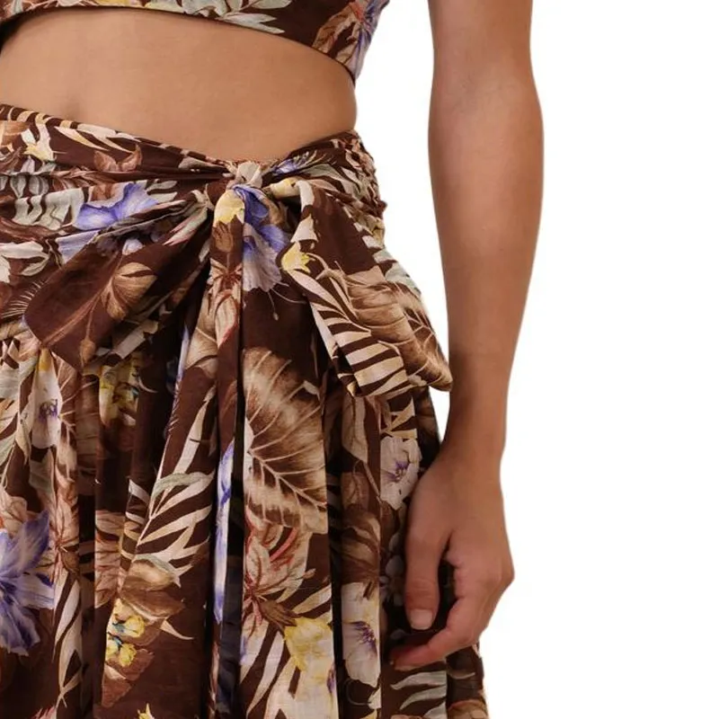Zimmermann SS25 Casual Long Skirt Women's Chocolate-6
