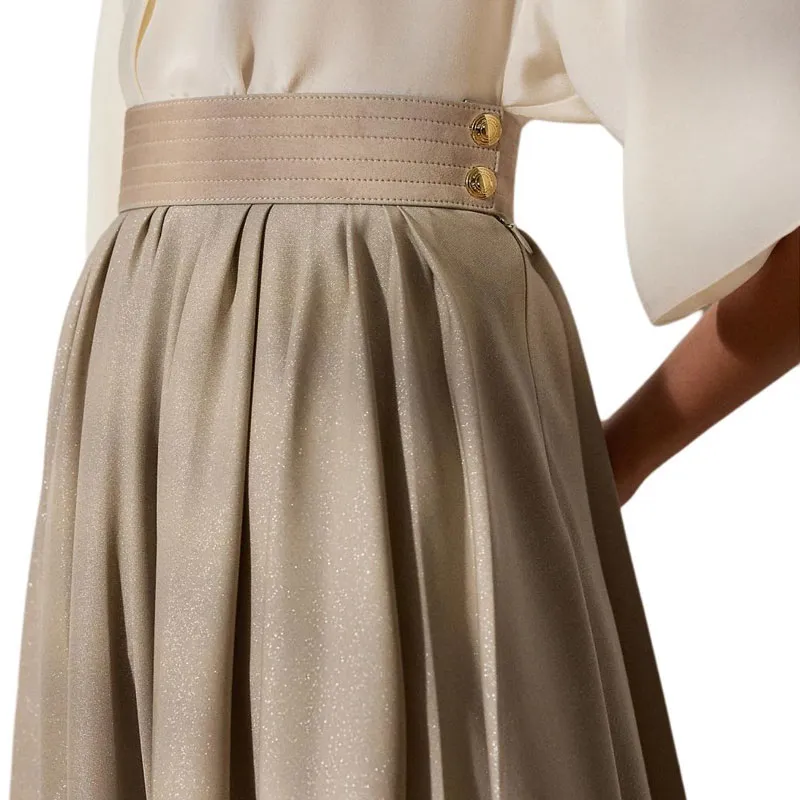 Ralph Lauren Collection Casual Long Skirt Women's Champagne Gold-3