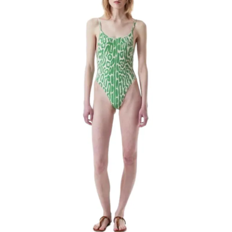 TF One piece Swimsuit Women's Green White-2
