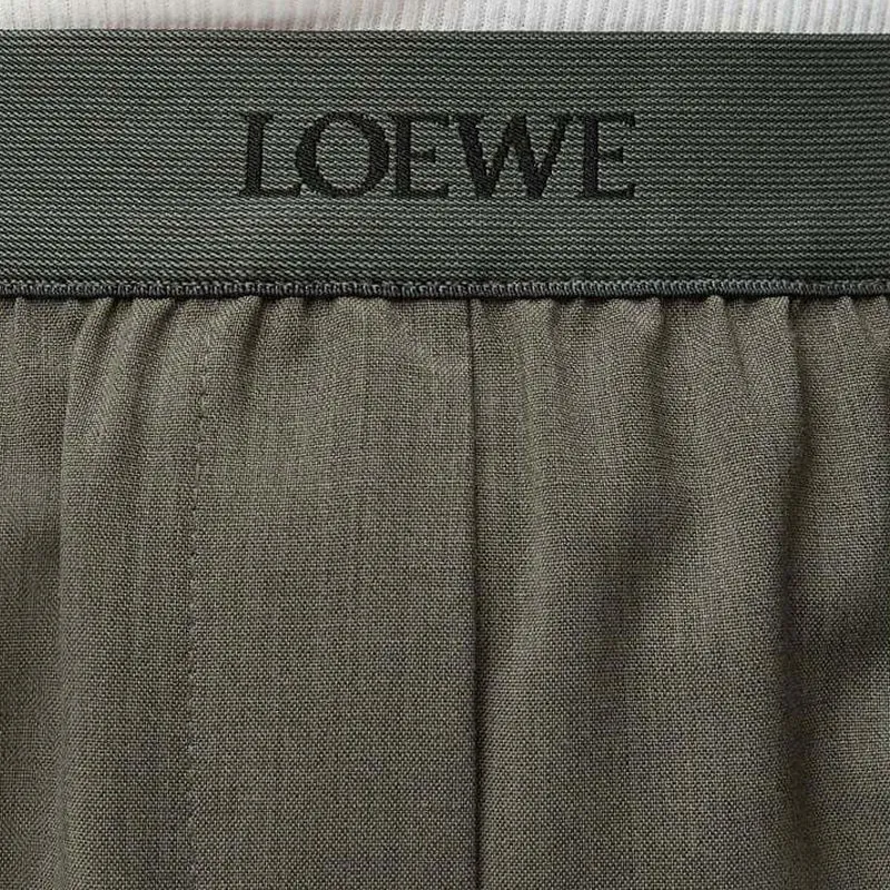 LOEWE SS25 Casual Pants Women's Khaki Green-4