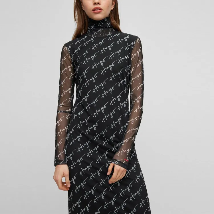 HUGO BOSS Long-Sleeved Dresses Women's Black-4
