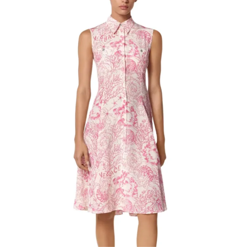 VERSACE Barocco Sleeveless Dress Women's Pink-2