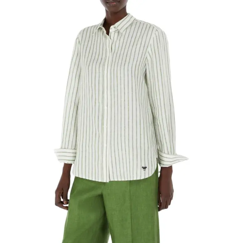 WEEKEND MaxMara Josef Collection Striped Linen Shirt Women's Green-3