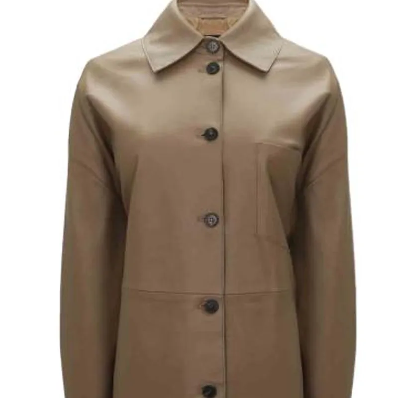 WEEKEND MaxMara Leather Jackets Women's Coffee-2