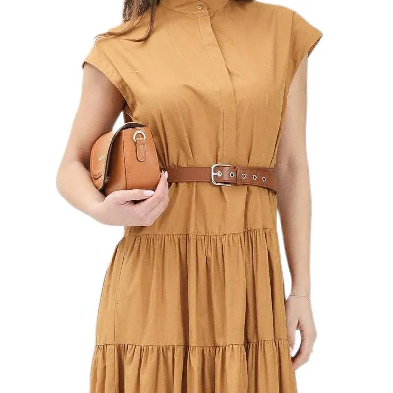 MaxMara Studio Short Sleeved Dress Women's Brown-3
