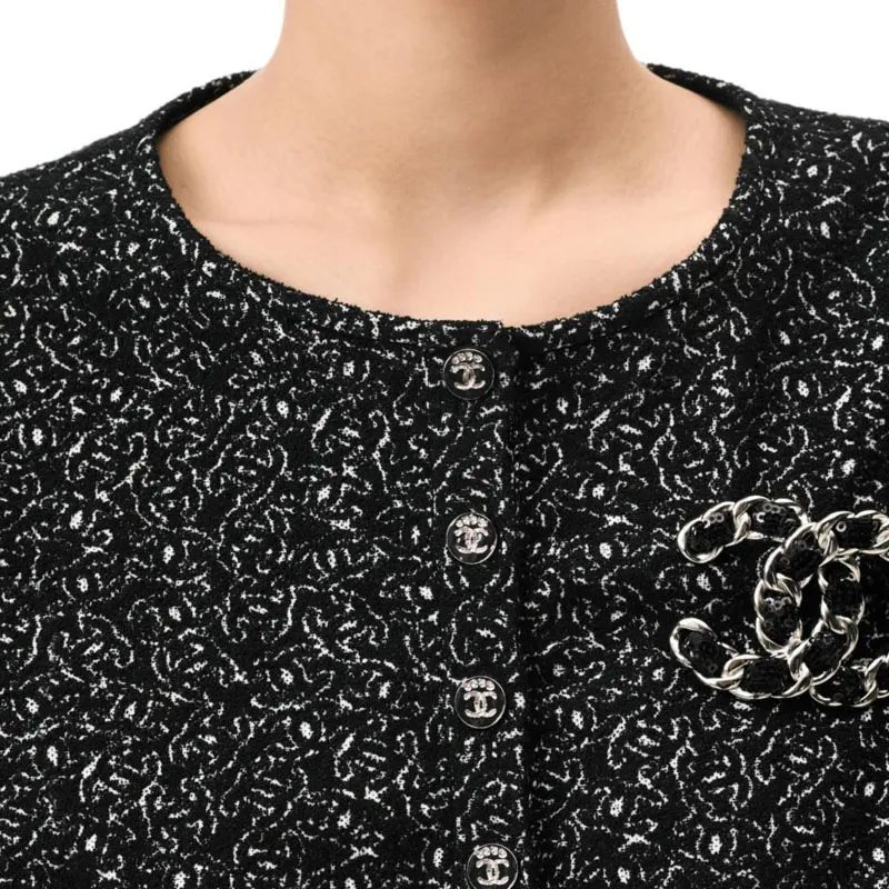 CHANEL Short Sleeved Dress Women's Black-2