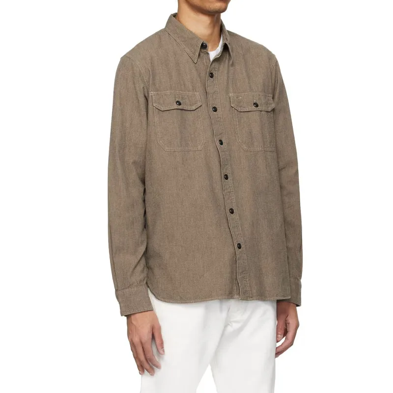 DOUBLE RL Selvedge Jaspé Workshirt Shirt Men's Umber-3