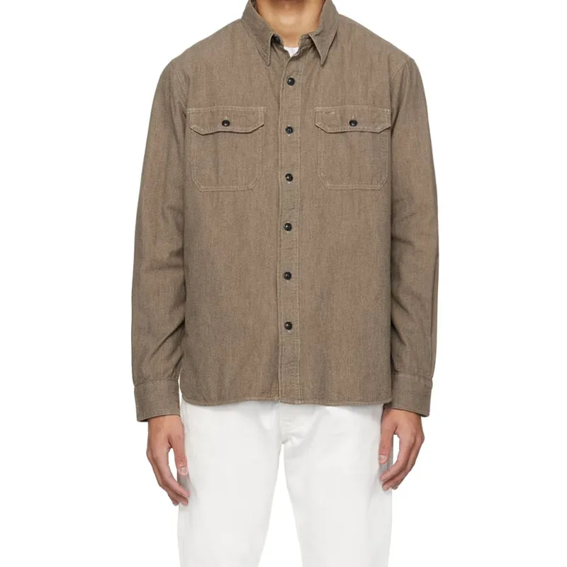 DOUBLE RL Selvedge Jaspé Workshirt Shirt Men's Umber-2