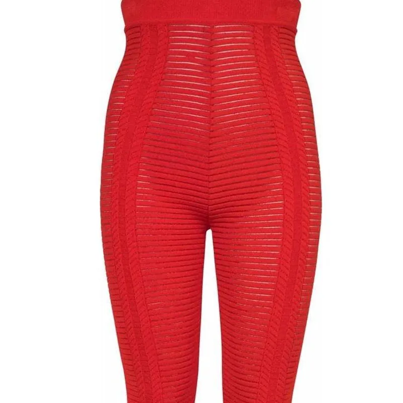 BALMAIN High waisted Sheer Knitted Leggings-4