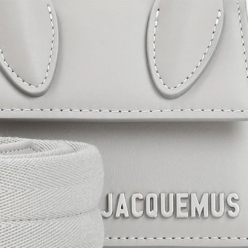Jacquemus Cow Leather Handbag Women's Gray White-4
