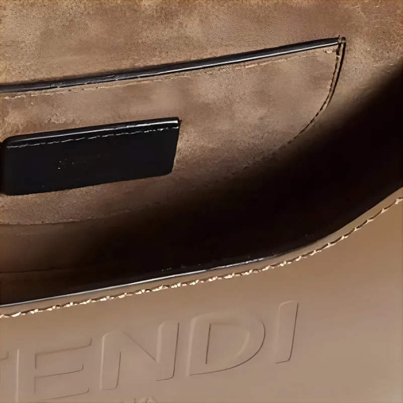 FENDI Calfskin Crescent Bag, Saddle Bag, Crossbody Bag, Shoulder Bag Women's Brown-5