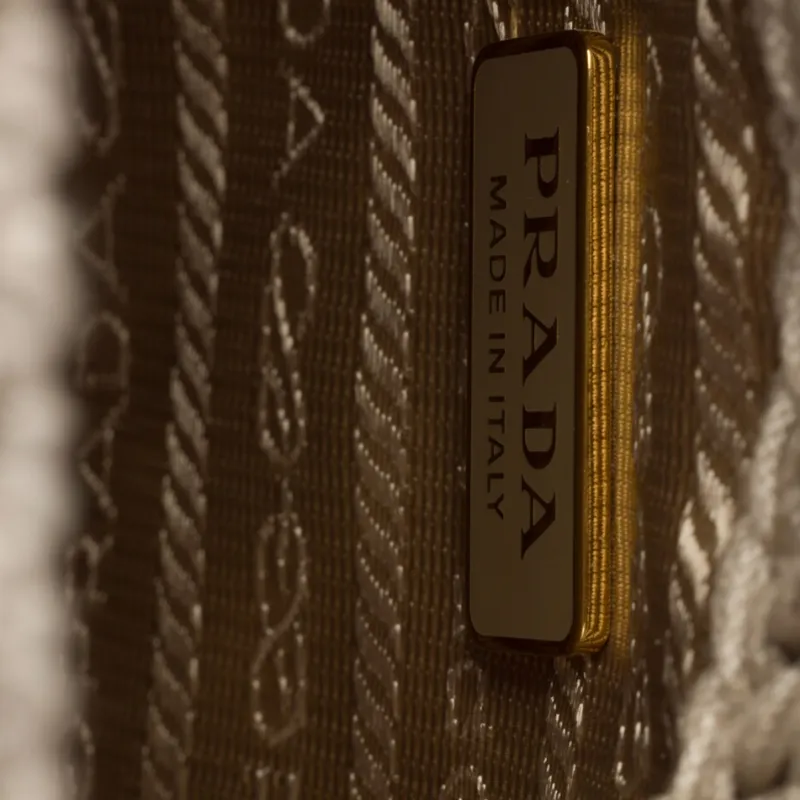 PRADA Cotton Handbag Mini Women's Beige-3