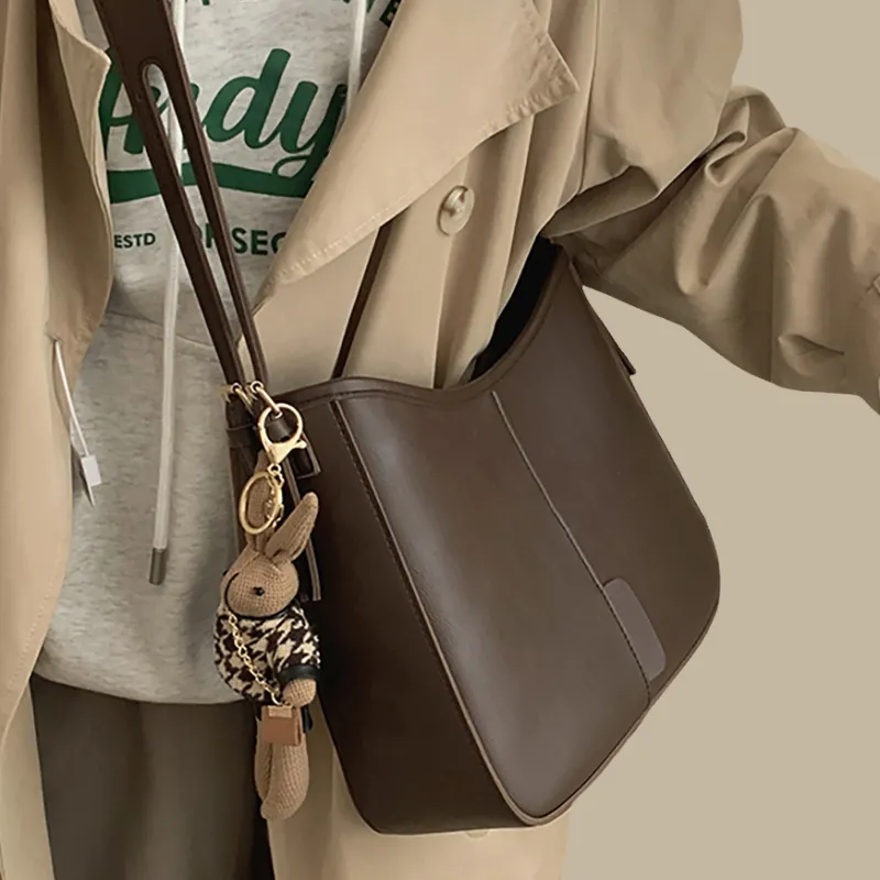 PT'SON Synthetic Leather Crossbody Bag, Shoulder Bag Regular Women's Coffee-3