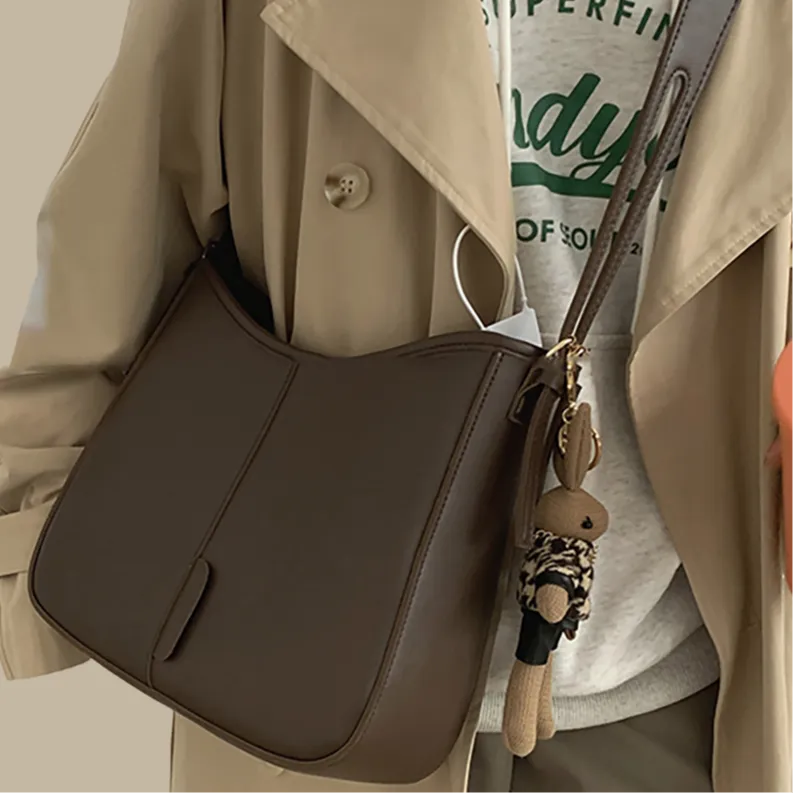 PT'SON Synthetic Leather Crossbody Bag, Shoulder Bag Regular Women's Coffee-2