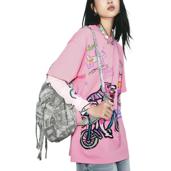 URBAN REVIVO T Shirt Women's Cool Pink-1