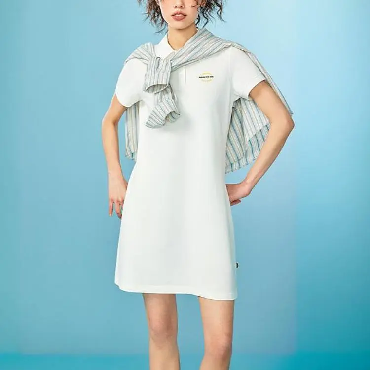 Skechers Short Sleeved Dress Women's Marshmallow White-3