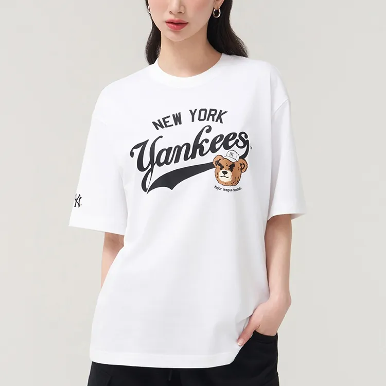 MLB New York Yankees Scowling Bear Collection SS25 T Shirt Unisex Standard White-2