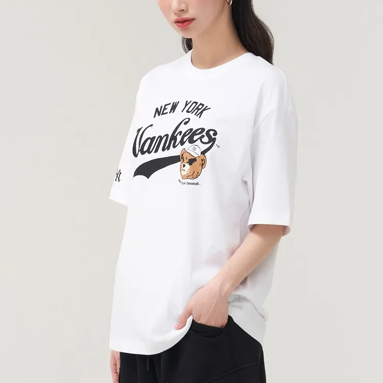 MLB New York Yankees Scowling Bear Collection SS25 T Shirt Unisex Standard White-1