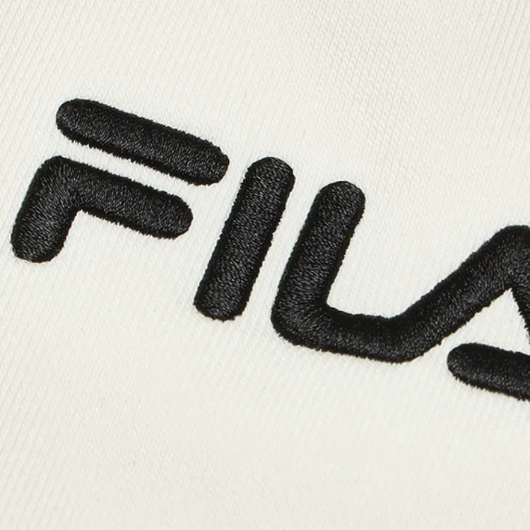 FILA Casual Sportswear Men Clothing Set Jet Black Top+Steam White Pants-2