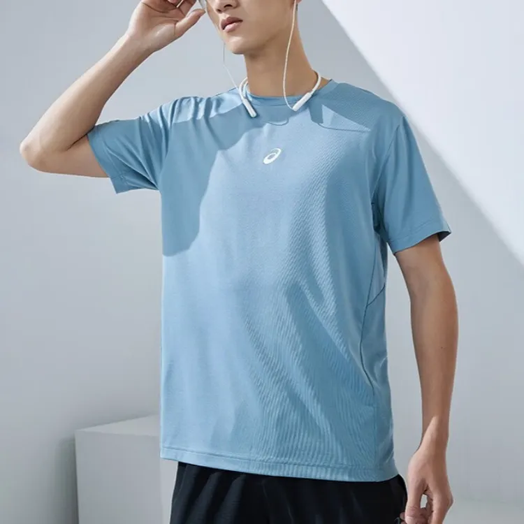 Asics T Shirts Men Gray Blue-2