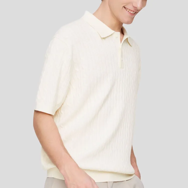Skechers Polo Shirt Unisex Cream Beige White-3