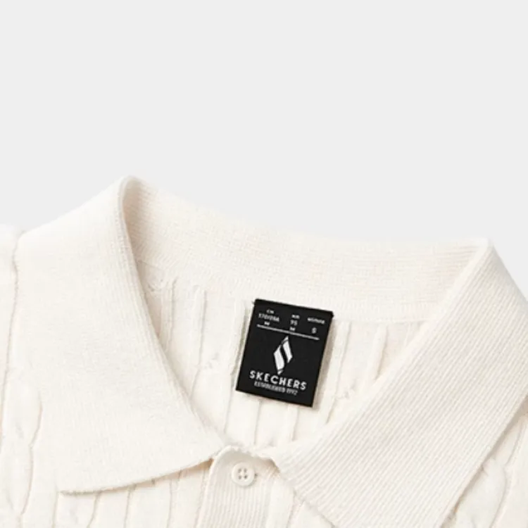 Skechers Polo Shirt Unisex Cream Beige White-4