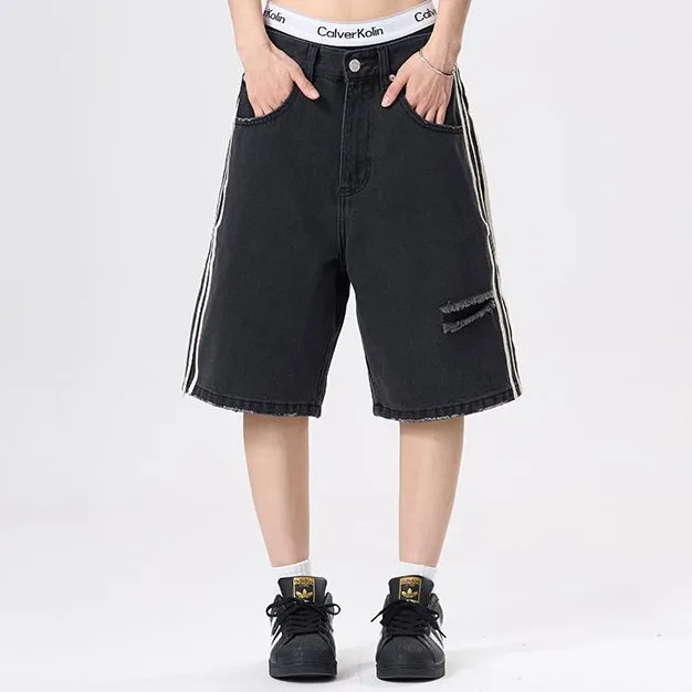 BENGEN Denim Shorts Unisex Black-1