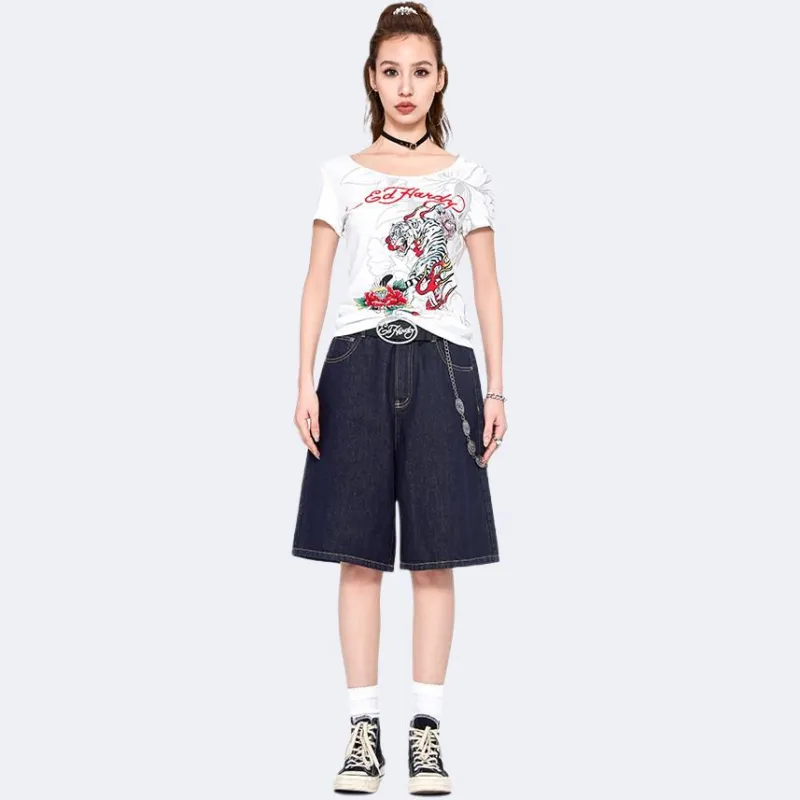 Ed Hardy SS25 T Shirt Women's Light Smoke Gray-2