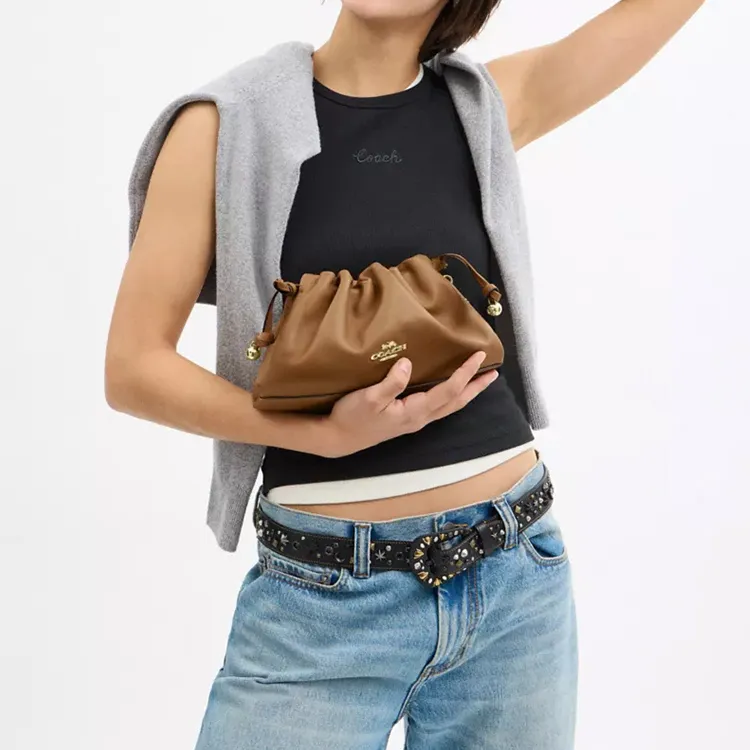 COACH Faye Leather Shoulder Bag, Crossbody Bag, Handbag Medium Size Women's Brown-3