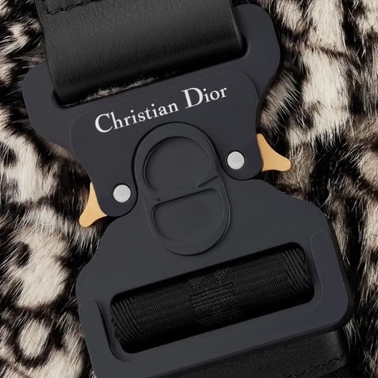 DIOR Saddle Mink Fur Saddle Bag Crossbody Bag Shoulder Bag Sling Bag Men's Black-3