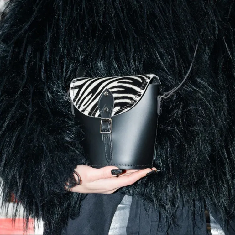 Zatchels Leather Crossbody Bag Shoulder Bag Women's Zebra Black/White-4