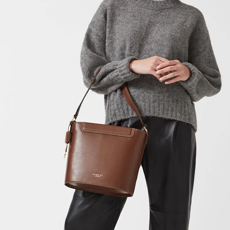 RADLEY Sheepskin Bucket Bag, Handbag, Shoulder Bag, Crossbody Bag Women's Brown-3