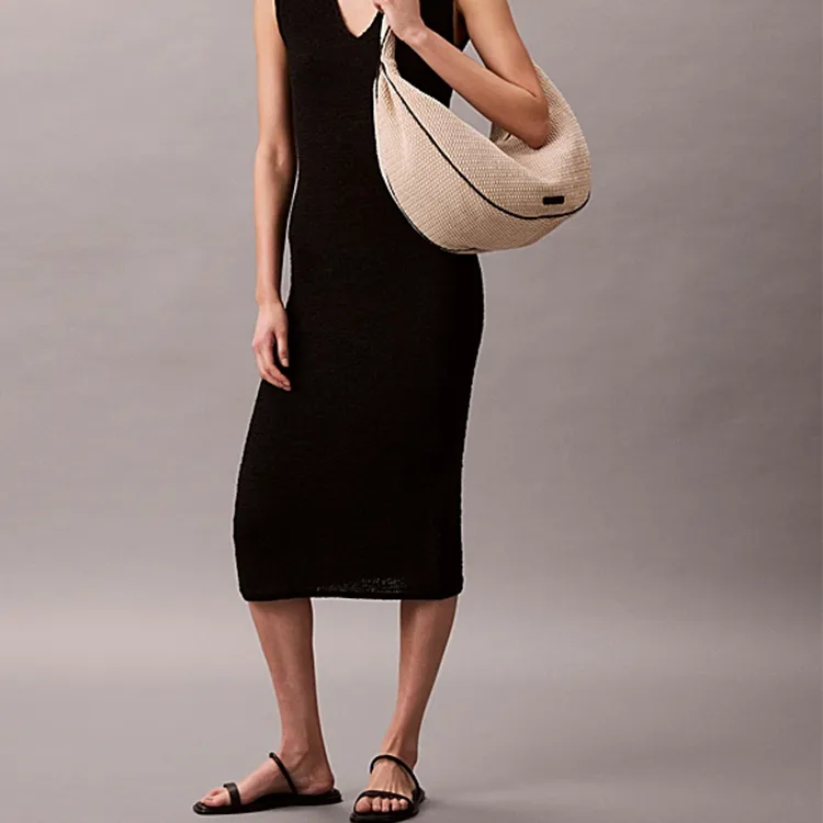 CALVIN KLEIN Polypropylene Hobo Bag Handbag Large Size Women's Beige-3