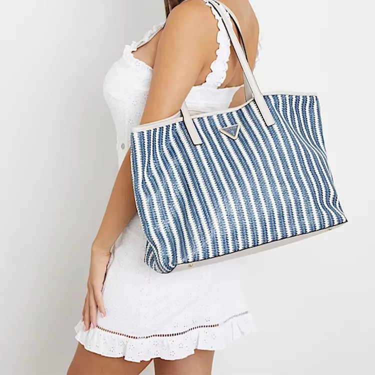 GUESS Viscose Tote Bag, Shopping Bag, Shoulder Bag Women's Blue-4