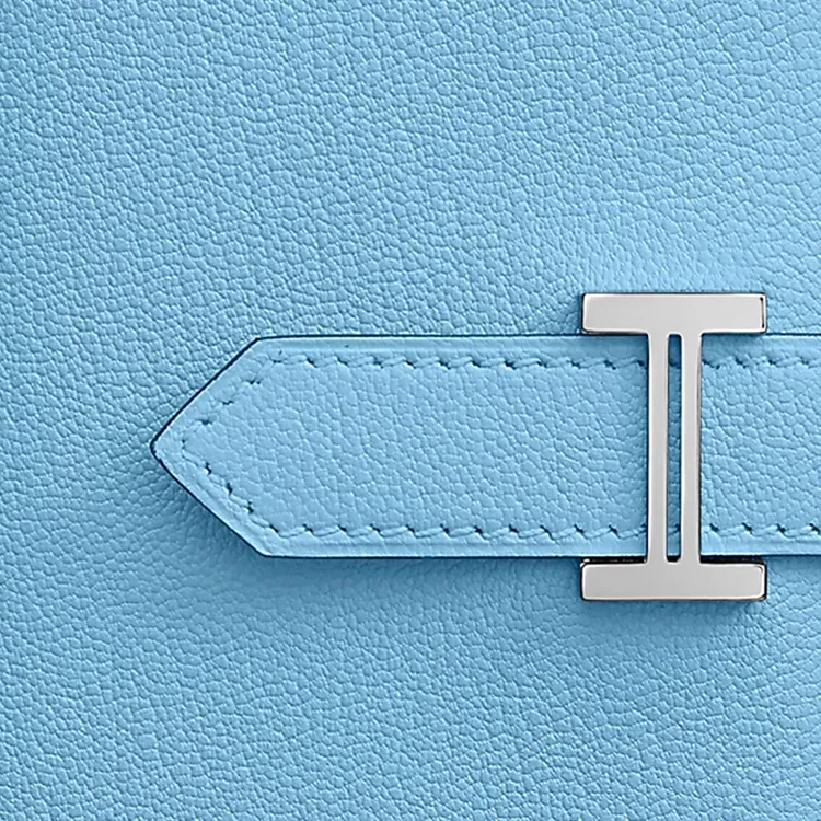 HERMES Bearn Mysore Goat Skin Wallet Women's 7N Celeste Sky Blue-2