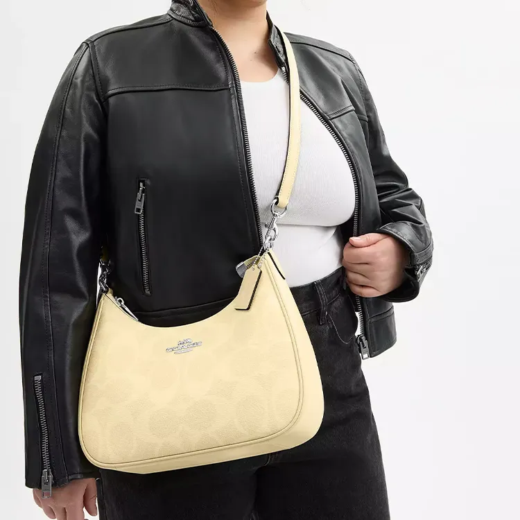 COACH Teri Coated Canvas Hobo Bag, Crossbody Bag, Shoulder Bag Tubas Women's Yellow-4