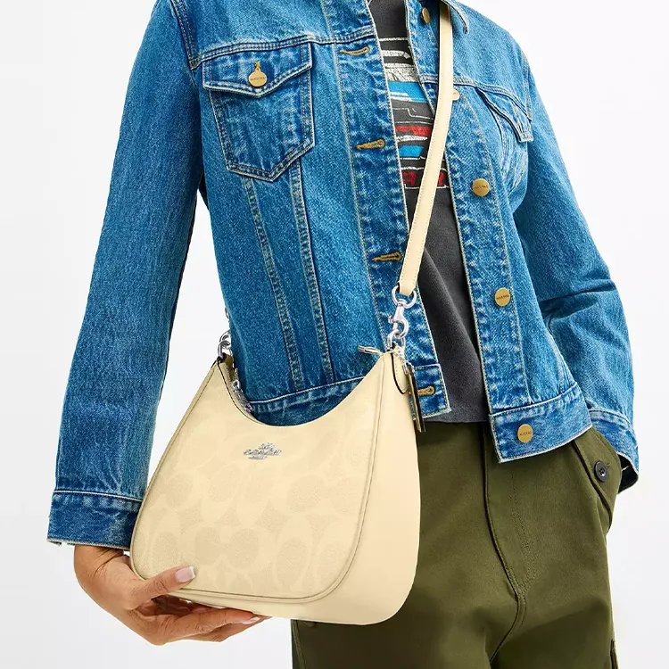 COACH Teri Coated Canvas Hobo Bag, Crossbody Bag, Shoulder Bag Tubas Women's Yellow-5
