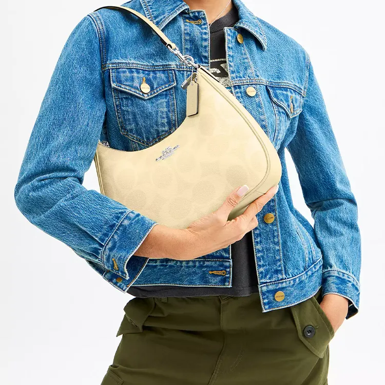 COACH Teri Coated Canvas Hobo Bag, Crossbody Bag, Shoulder Bag Tubas Women's Yellow-3