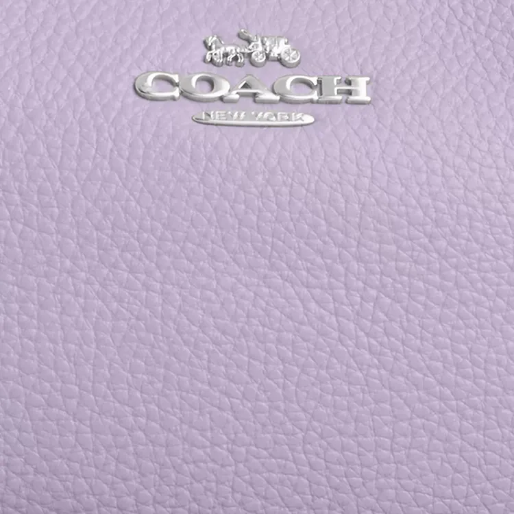 COACH Teri Pebble Leather Shoulder Bag, Crossbody Bag, Handbag Medium Size Women's Purple-3