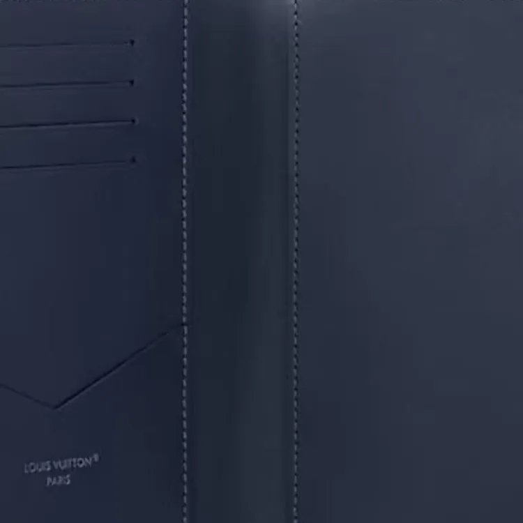 LOUIS VUITTON Embossed Calfskin Passport Holder Men's Marine Blue-4