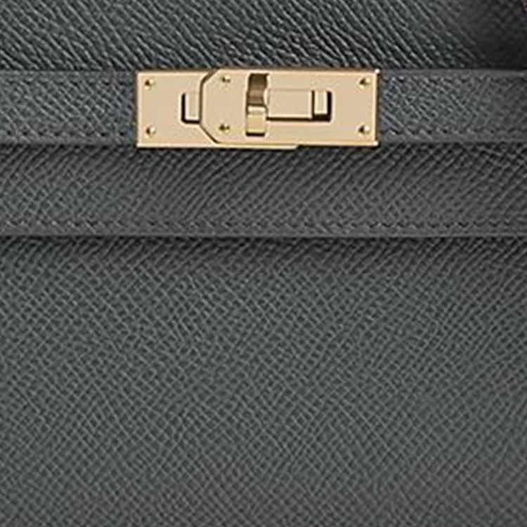 HERMES Kelly To Go Epsom Calfskin With Cordage Canvas Wallet Women's Dusty Gray & Milton Yellow & Dark Reddish Purple-5