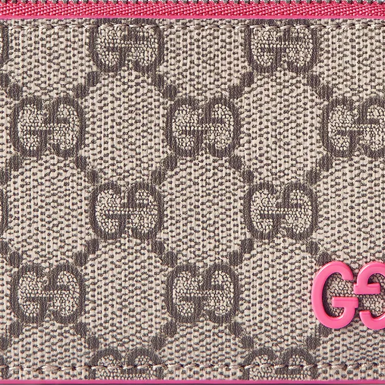 GUCCI Canvas Bag Card Holder Men's Beige & Rose Red-4