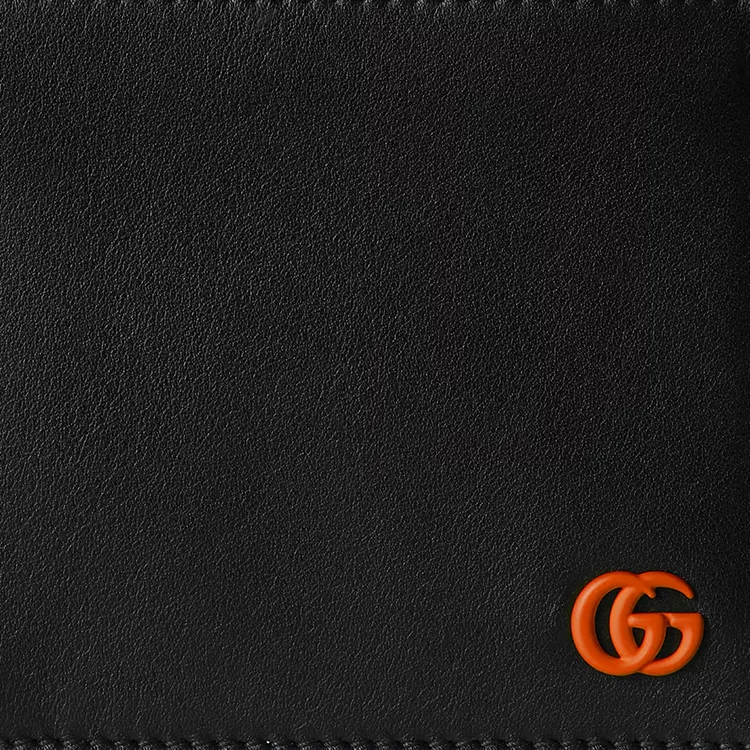 GUCCI GG Marmont Leather Wallet Men's Black & Orange-5