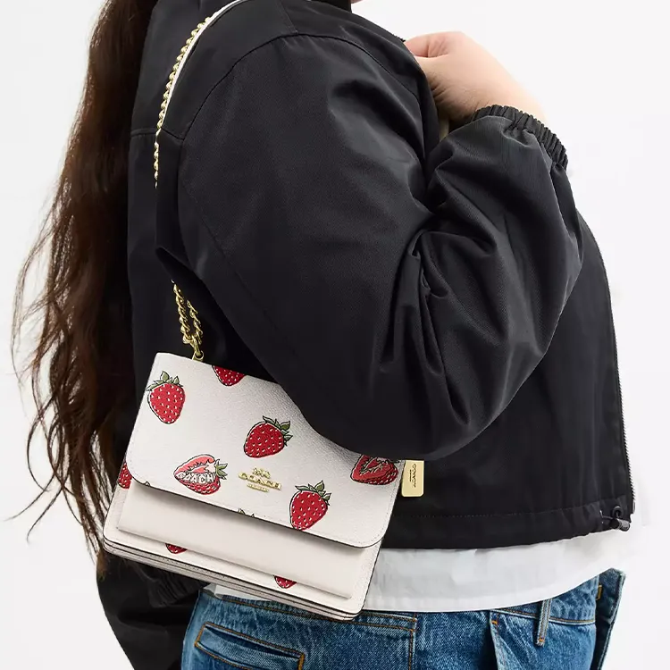 COACH Klare Coated Canvas Crossbody Bag, Shoulder Bag Mini Women's Gold & Chalk Multicolor-4