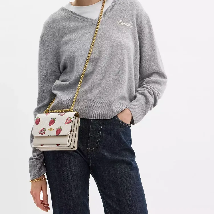 COACH Klare Coated Canvas Crossbody Bag, Shoulder Bag Mini Women's Gold & Chalk Multicolor-6