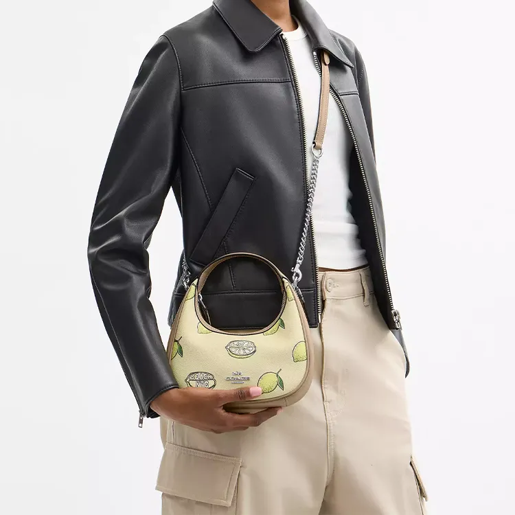 COACH CARMEN Coated Canvas Shoulder Bag, Crossbody Bag, Handbag Mini Women's Yellow Green-5